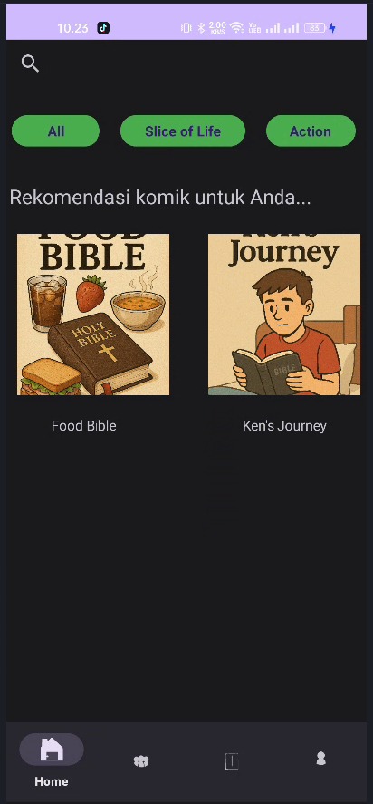 Tampilan Komik di aplikasi TeenToon